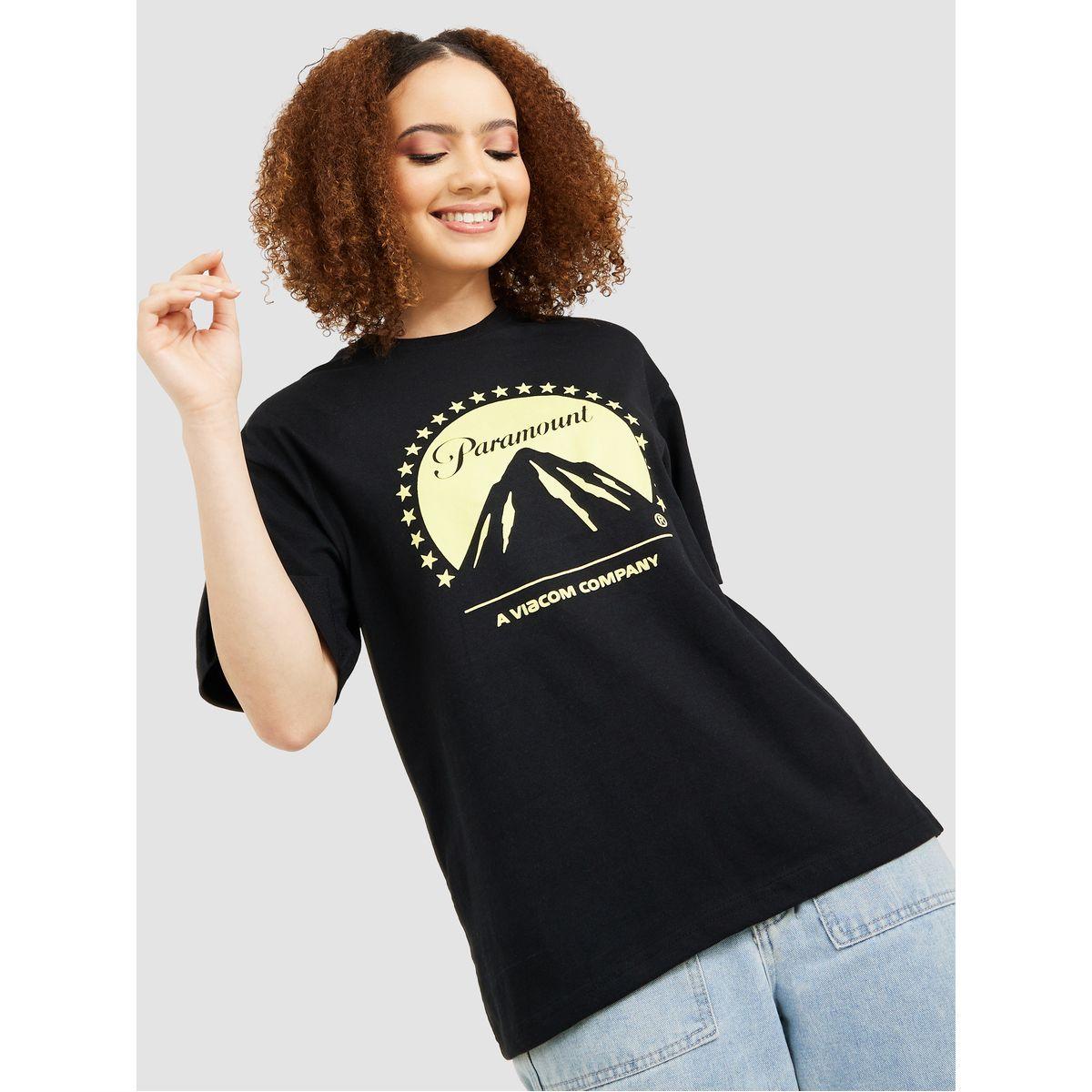 Styli Oversized Paramount Graphic Print Short Sleeves Longline T-shirt-women-clothing-tshirts-image-1