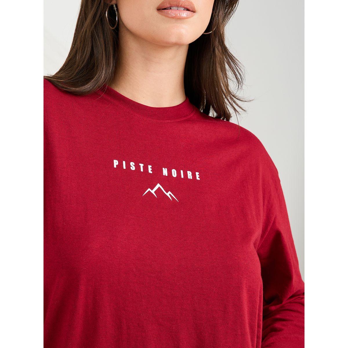 Styli Oversized Piste Noire Slogan Longline T-Shirt-women-clothing-tshirts-image-4