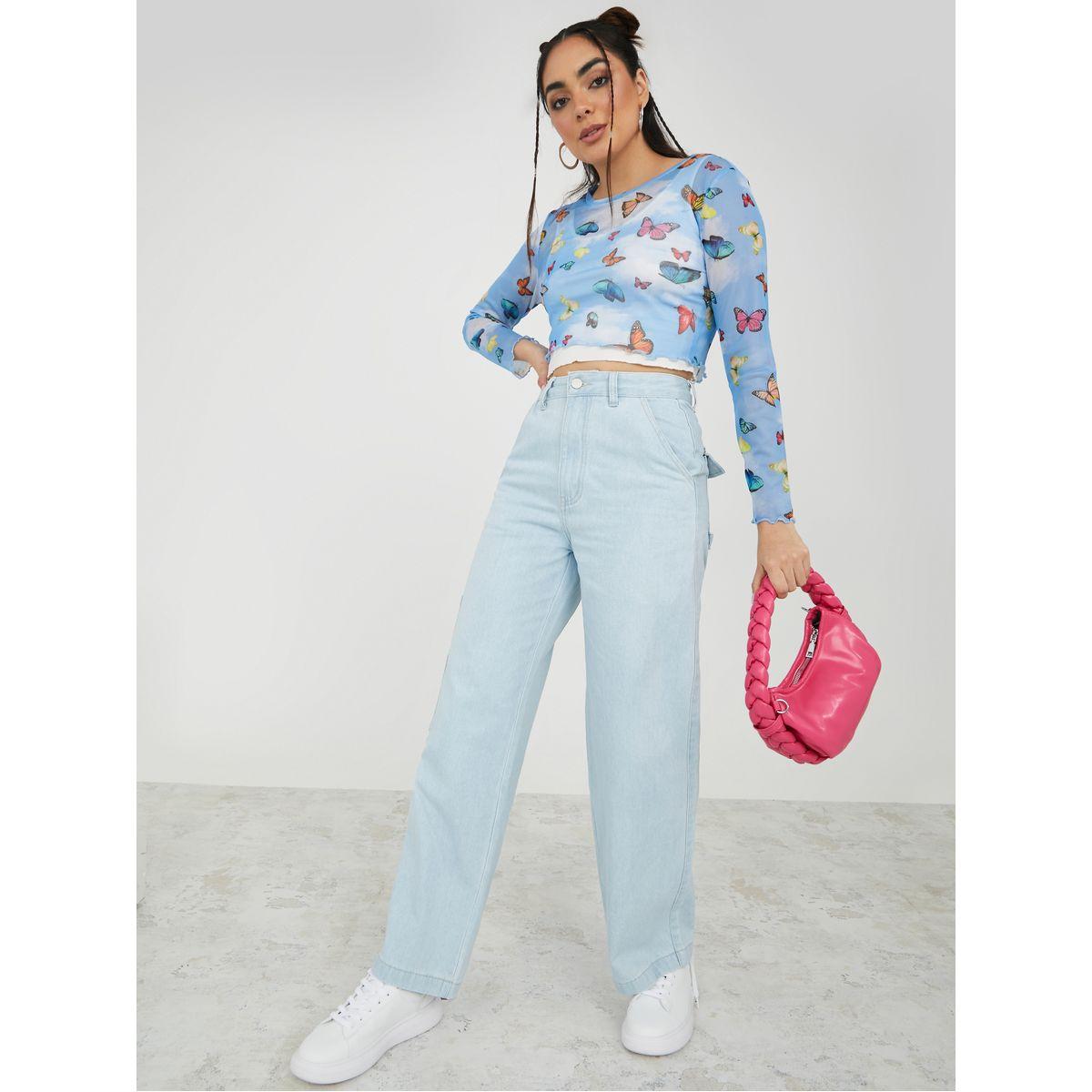 جينز بقصة واسعة وخصر عالي-women-clothing-bottoms-jeans-image-2