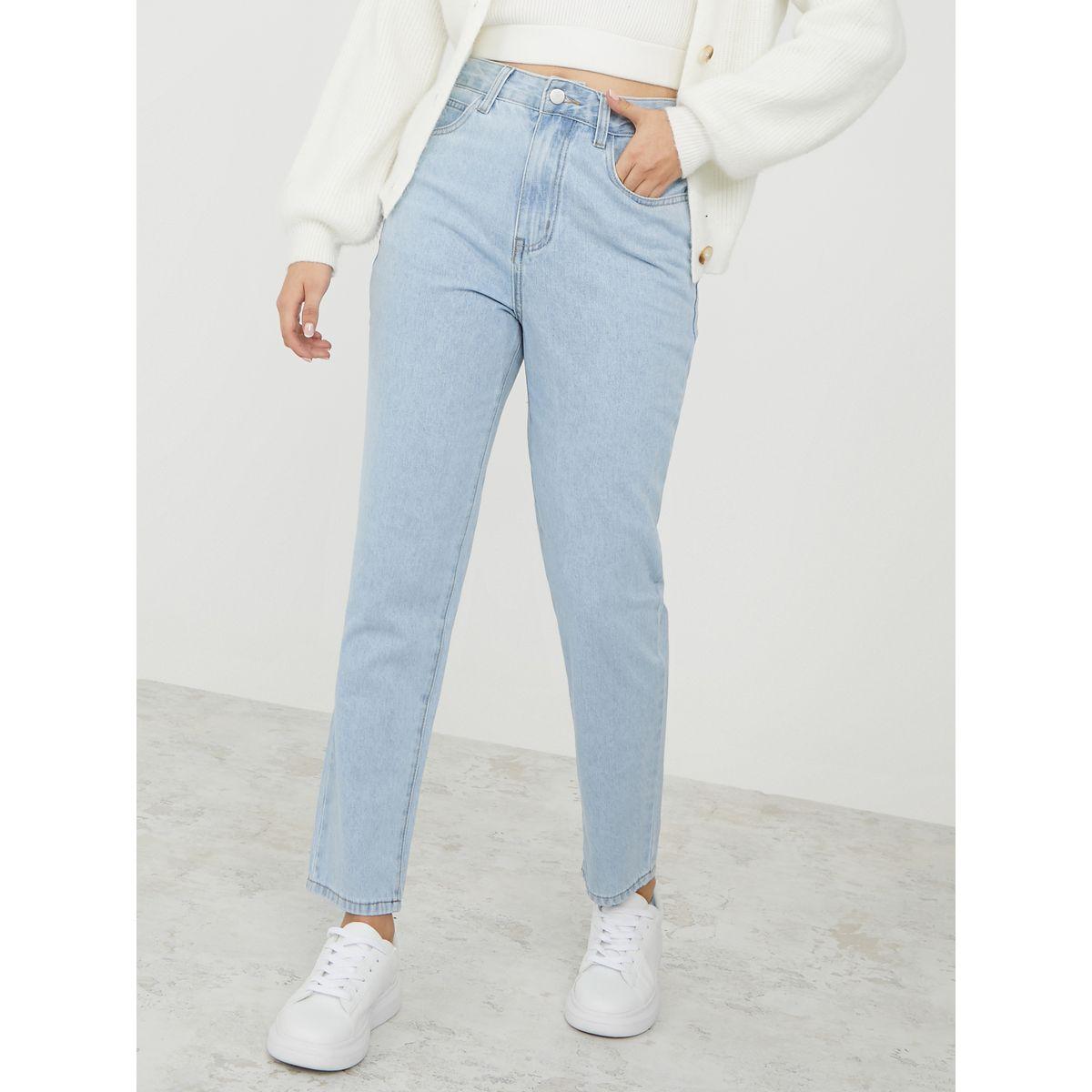 جينز بقصة مستقيمة وخصر عالي-women-clothing-bottoms-jeans-image-1
