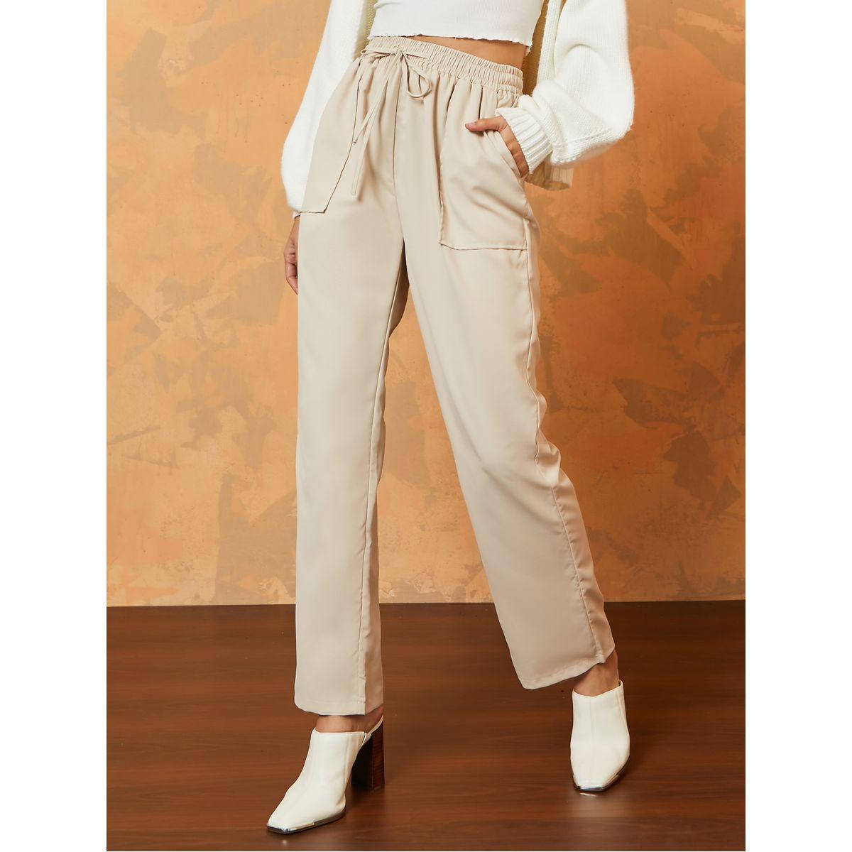 بنطال بقصة مستقيمة وأربطة خصر-women-clothing-bottoms-trousers-image-1