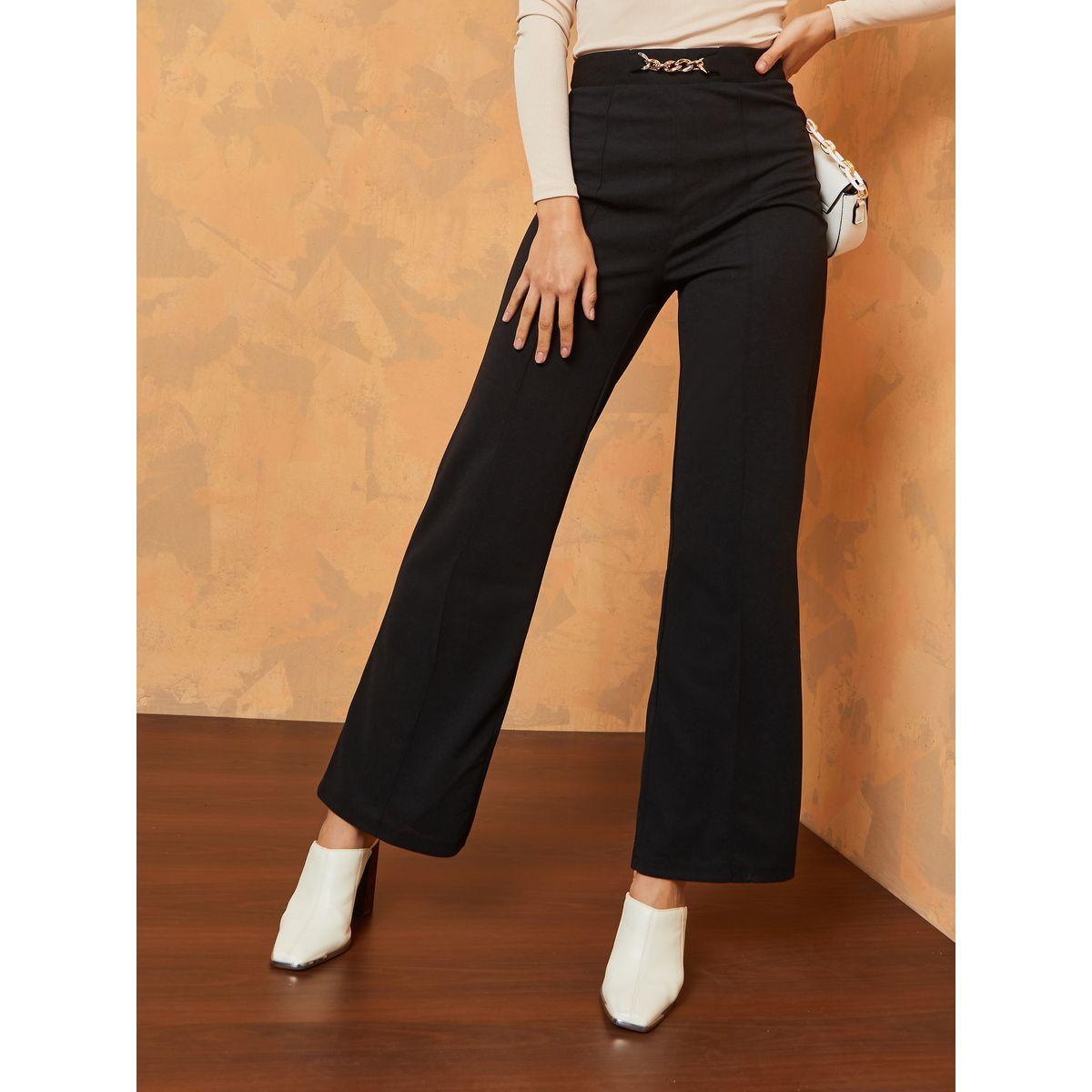 Styli High Waist Belt Detail Wide Leg Trouser-women-clothing-bottoms-trousers-image-1