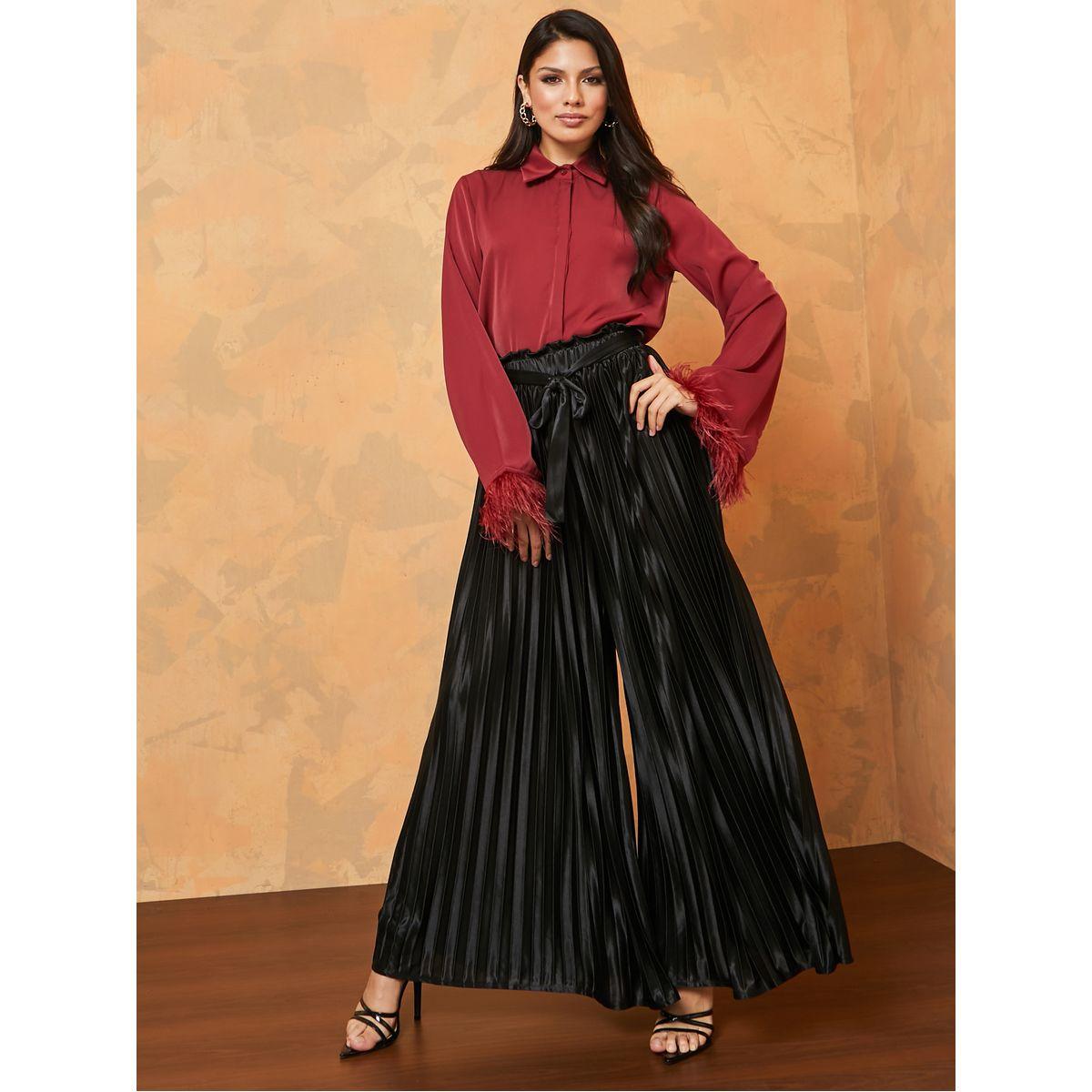 بنطال بقصة واسعة وياقة عالية-women-clothing-bottoms-trousers-image-1