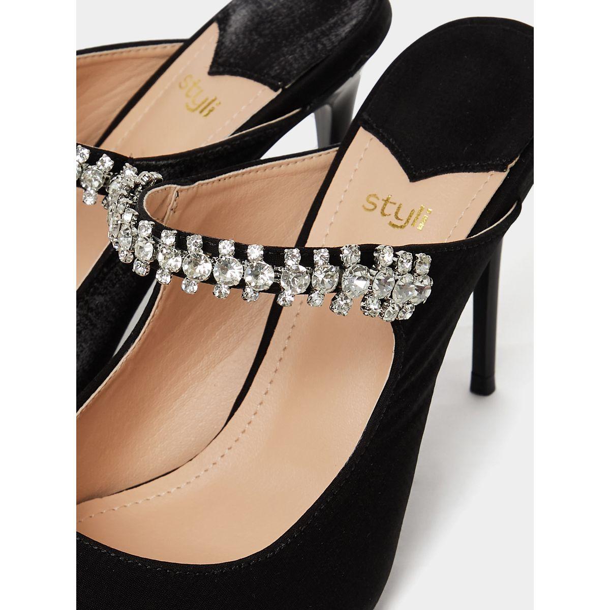 Styli Embellished Rhinestone Detail Pointed Toe Pumps-women-shoes-heels-image-5