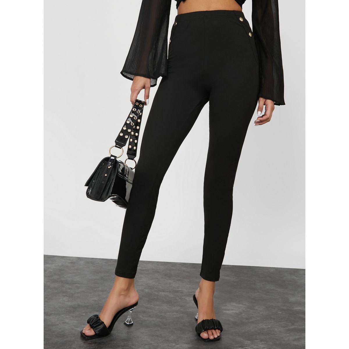 ليقنز بخصر مطاطي ومزين بأزرار-women-clothing-bottoms-leggings-image-1