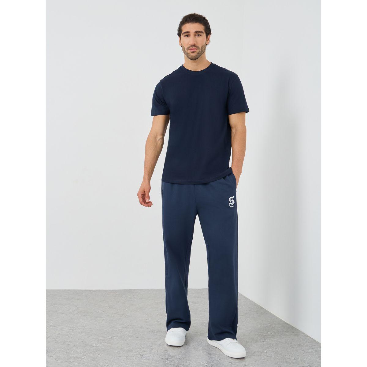تيشيرت سادة بياقة ضيقة وأكمام قصيرة-men-clothing-tshirtsandpolos-tshirts-image-2