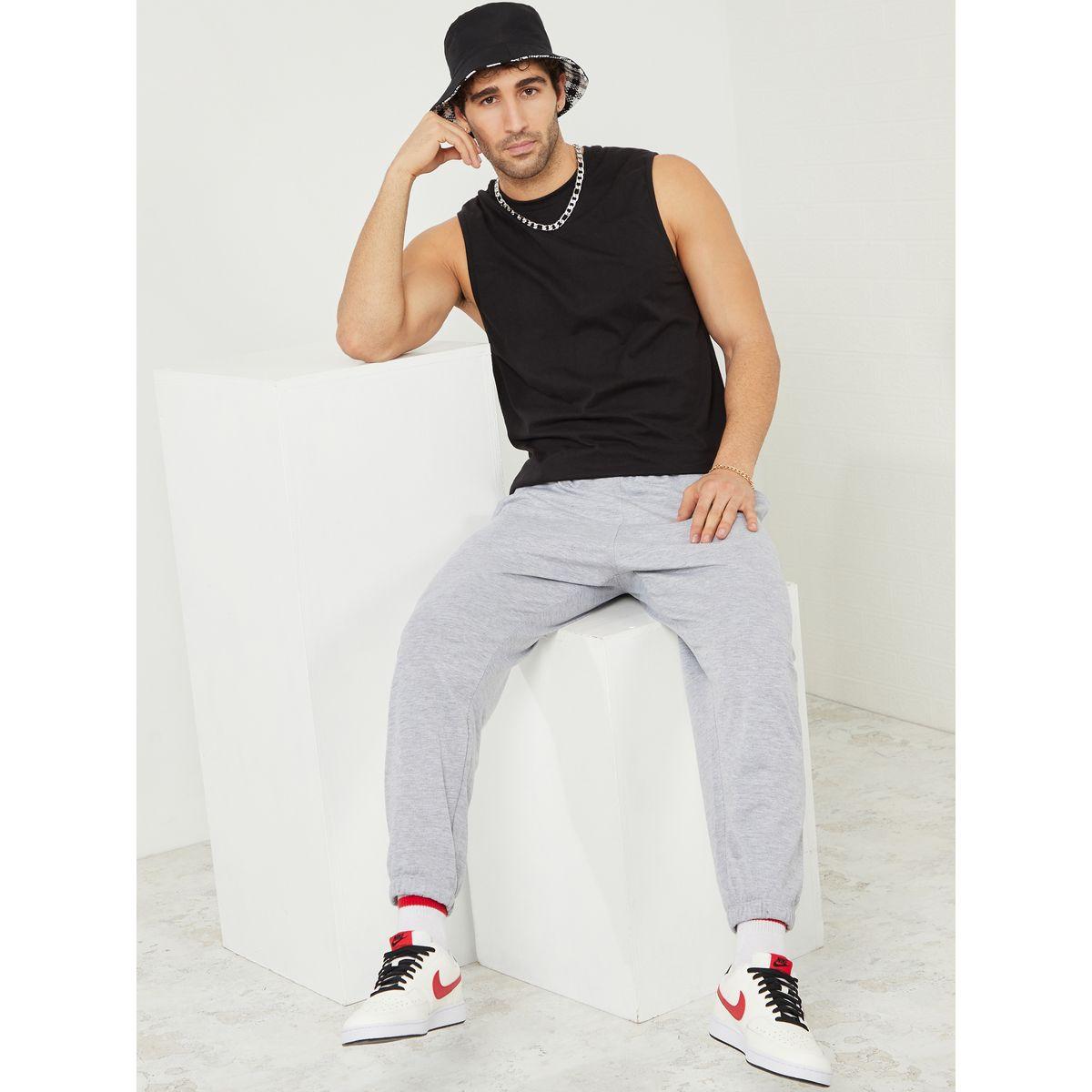 Styli Solid Oversized Fit Elastic Cuff Jogger-men-clothing-bottoms-joggers-image-2