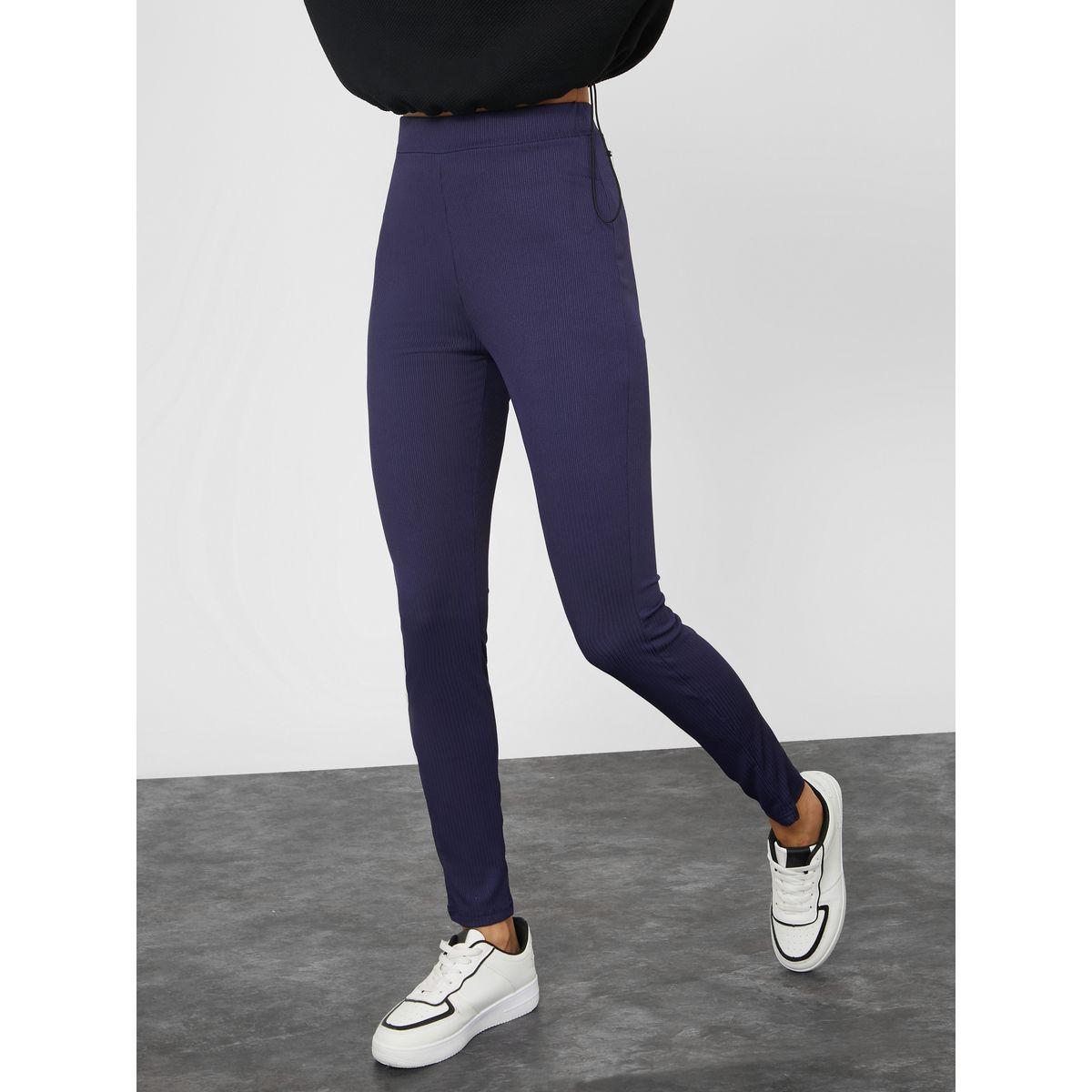 Styli Elastic Waistband Ribbed Leggings-women-clothing-bottoms-leggings-image-1