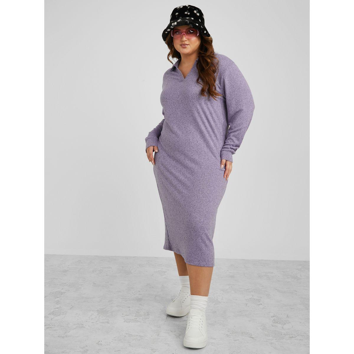 فستان ميدي محبوك باكمام طويلة-women-clothing-dresses-image-2