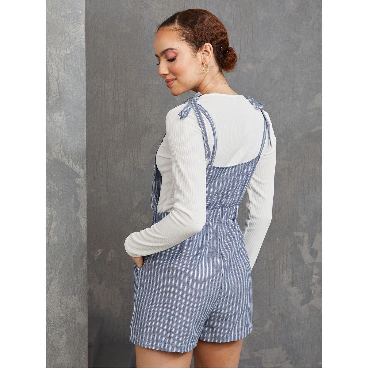 Styli Tie Shoulder Striped Romper-women-clothing-jumpsuits-image-4
