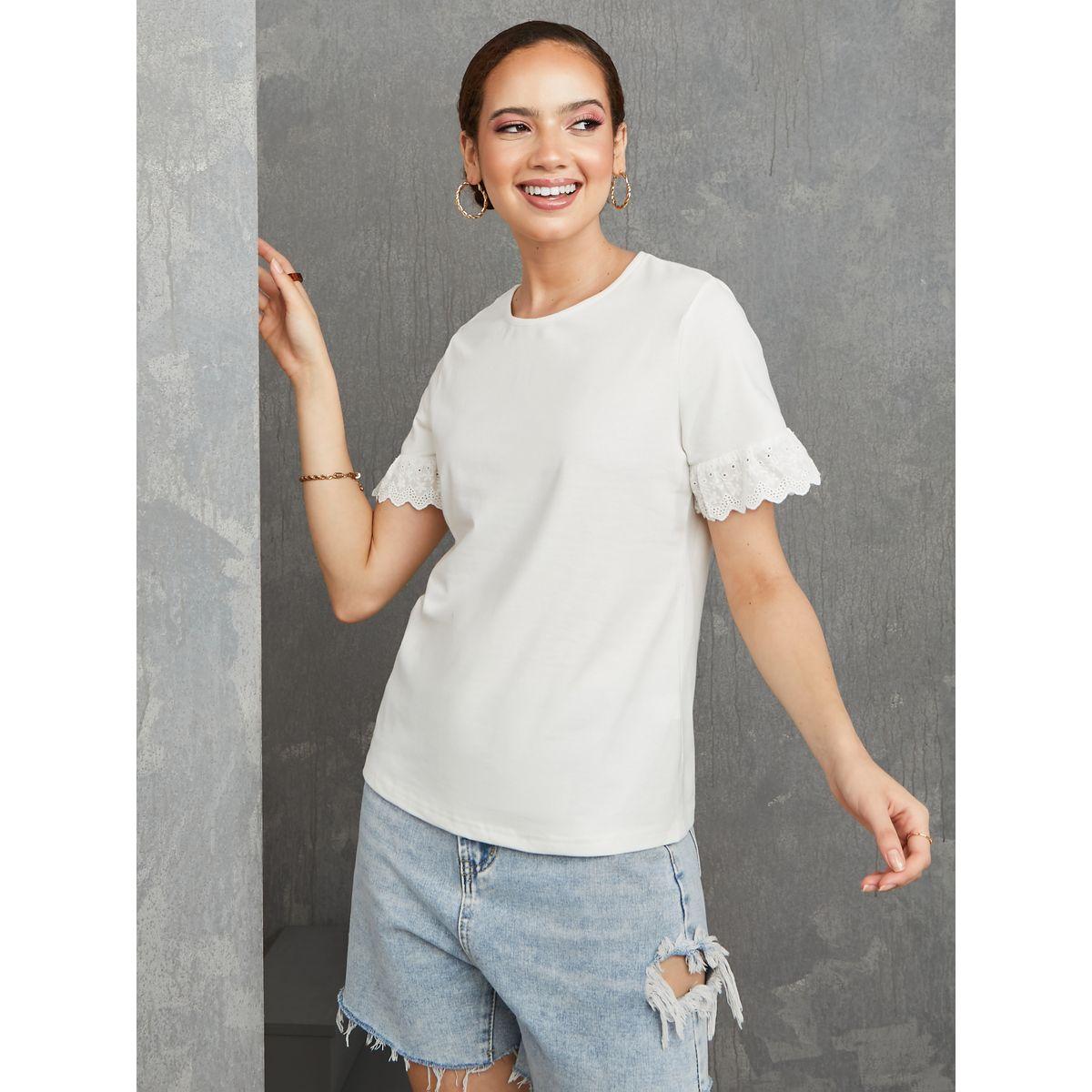 بلوزة بياقة دائرية واكمام قصيرة-women-clothing-shirtsandblouses-blouses-image-3