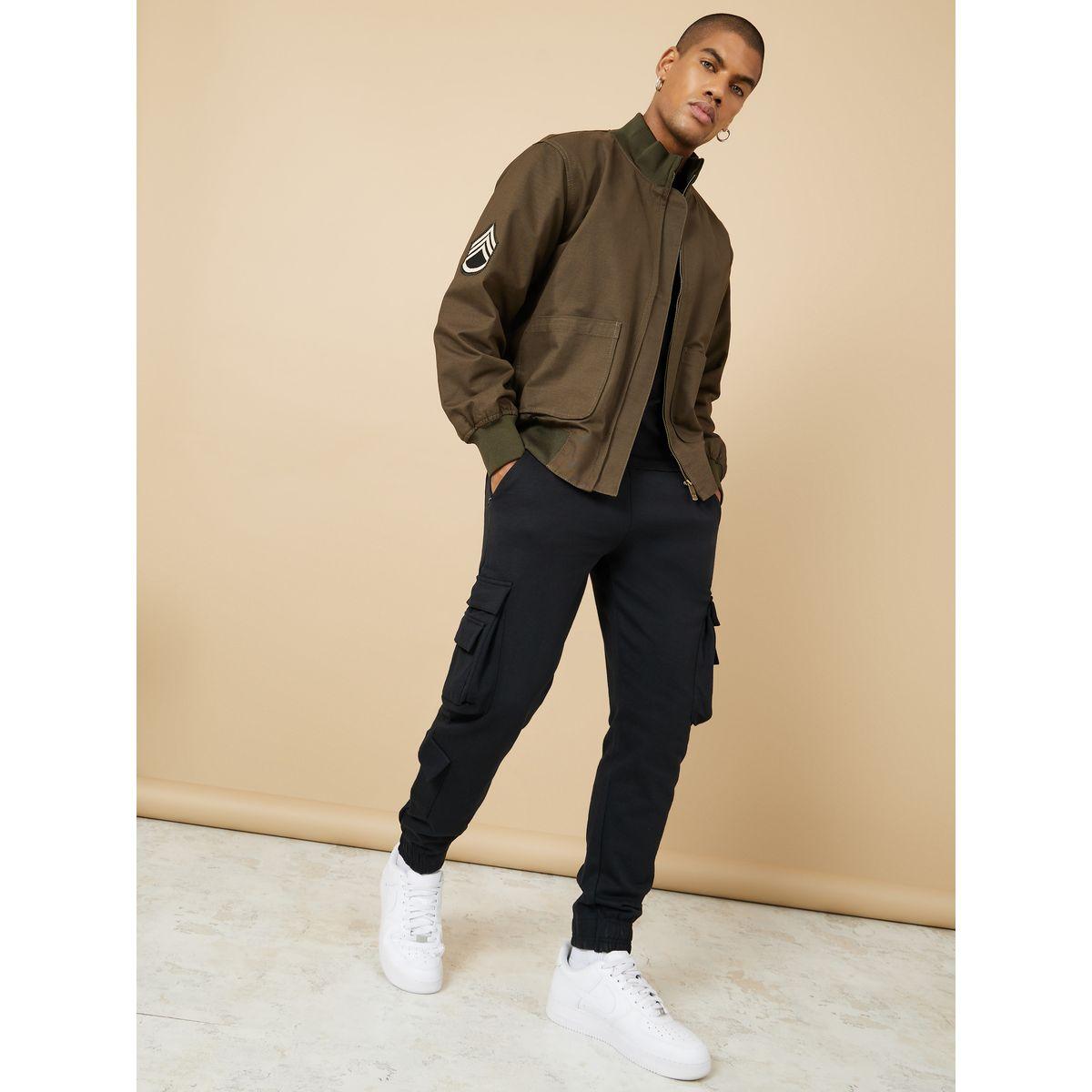 Styli Solid Cargo Jogger with Drawstring Waistband-men-clothing-bottoms-joggers-image-2
