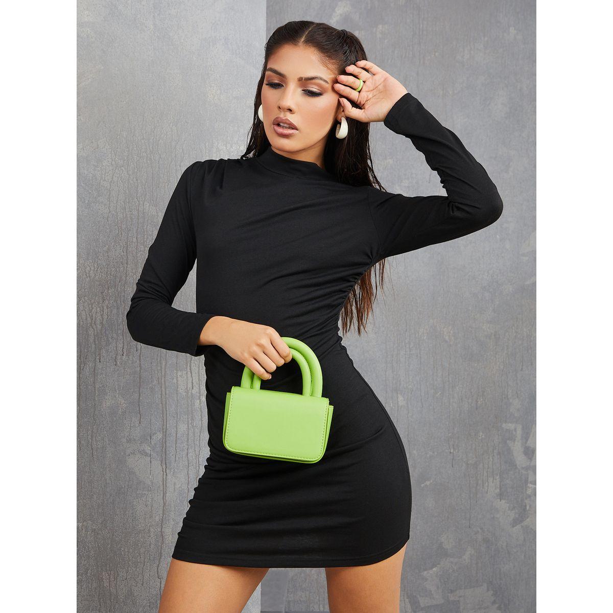 فستان قصير بياقة عالية واكمام طويلة-women-clothing-dresses-image-1