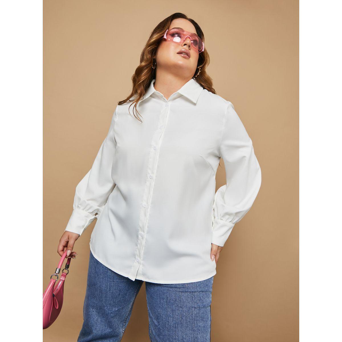 Styli Plus Tie-Back Detail Button Through Shirt-women-clothing-shirtsandblouses-shirts-image-1