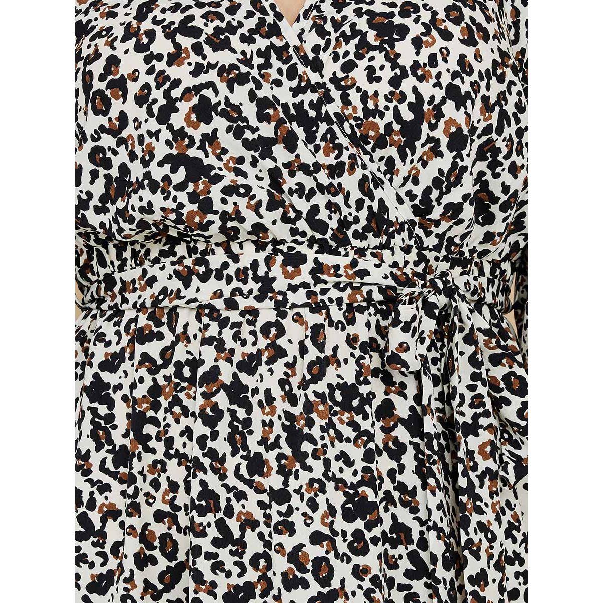 Styli Plus 3/4 Sleeves Animal Print Belted Shirt Midi Dress-women-clothing-dresses-image-3