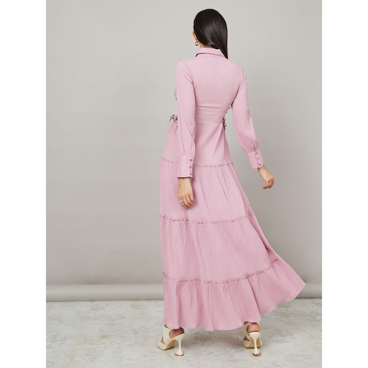 Styli Long Sleeves Tiered Maxi Dress with Side Tie Up Detail-women-clothing-dresses-image-4
