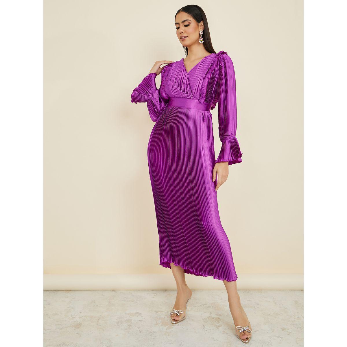 Styli Long Sleeves Pleated Detail Midi Dress-women-clothing-dresses-image-1