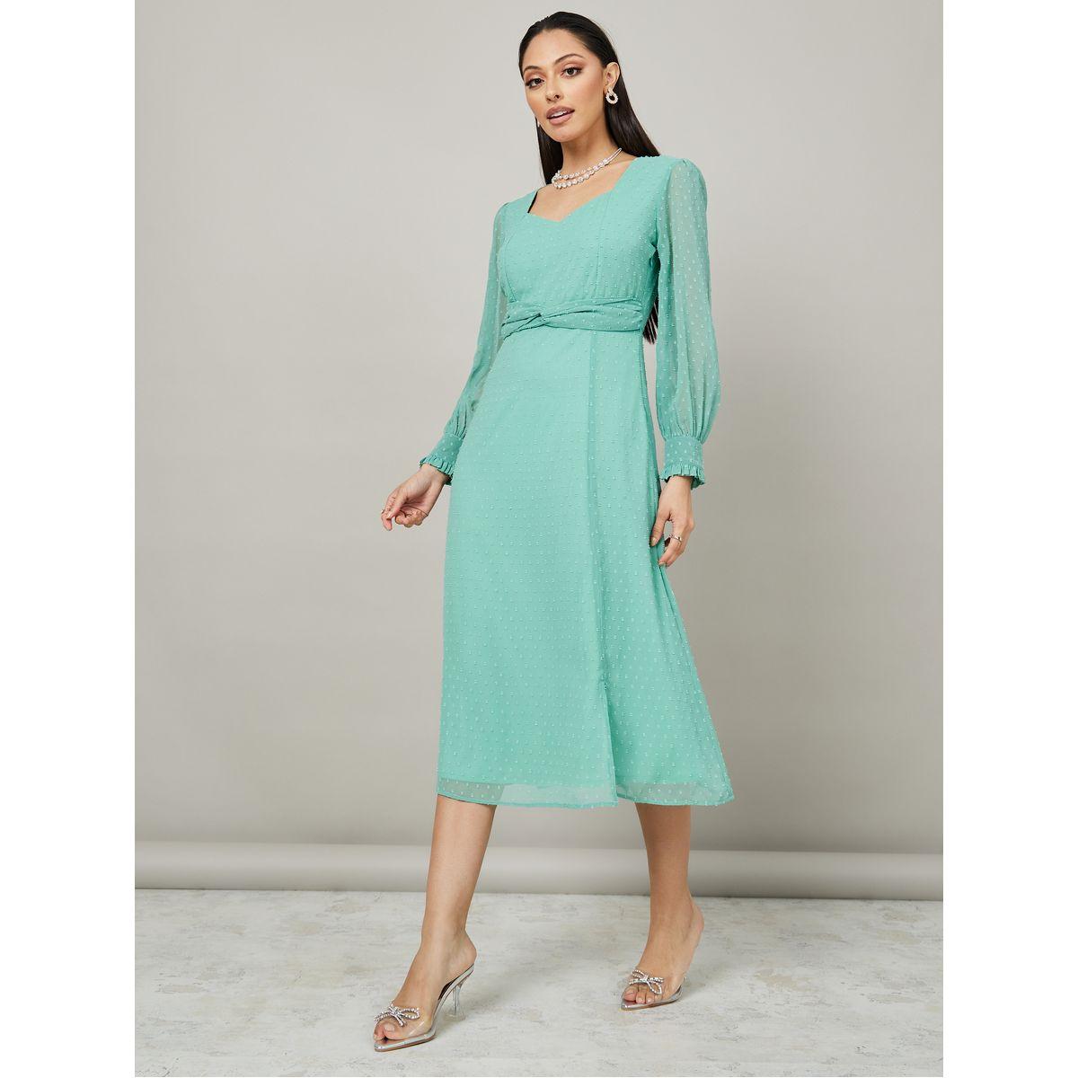 Styli Long Sleeves Dobby A-Line Midi Dress-women-clothing-dresses-image-2