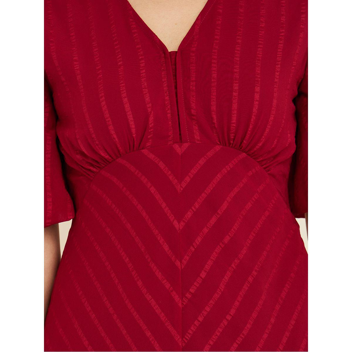 Styli Chevron Stripe Pattern A-Line Midi dress-women-clothing-dresses-image-3
