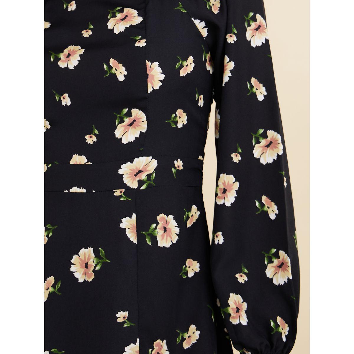 Styli Square Neck Floral A-Line Midi Dress with Front Slit-women-clothing-dresses-image-3