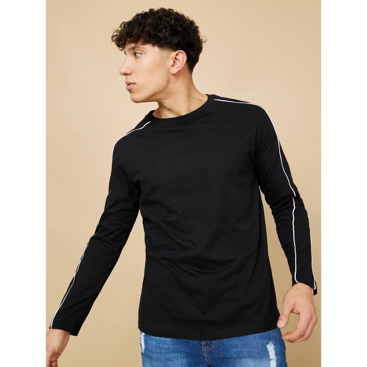 تيشيرت مزين بحزوز واكمام طويلة-men-clothing-tshirtsandpolos-tshirts-image-1