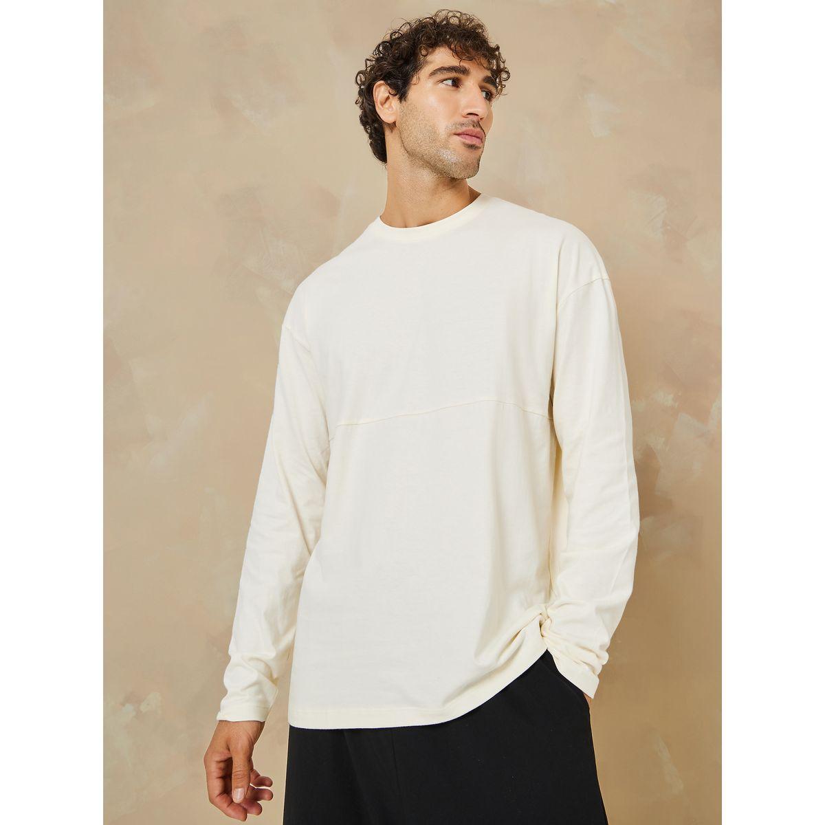 Styli Long Sleeves Oversized T-shirt with Cut and Sew Panel Detail-men-clothing-tshirtsandpolos-tshirts-image-2