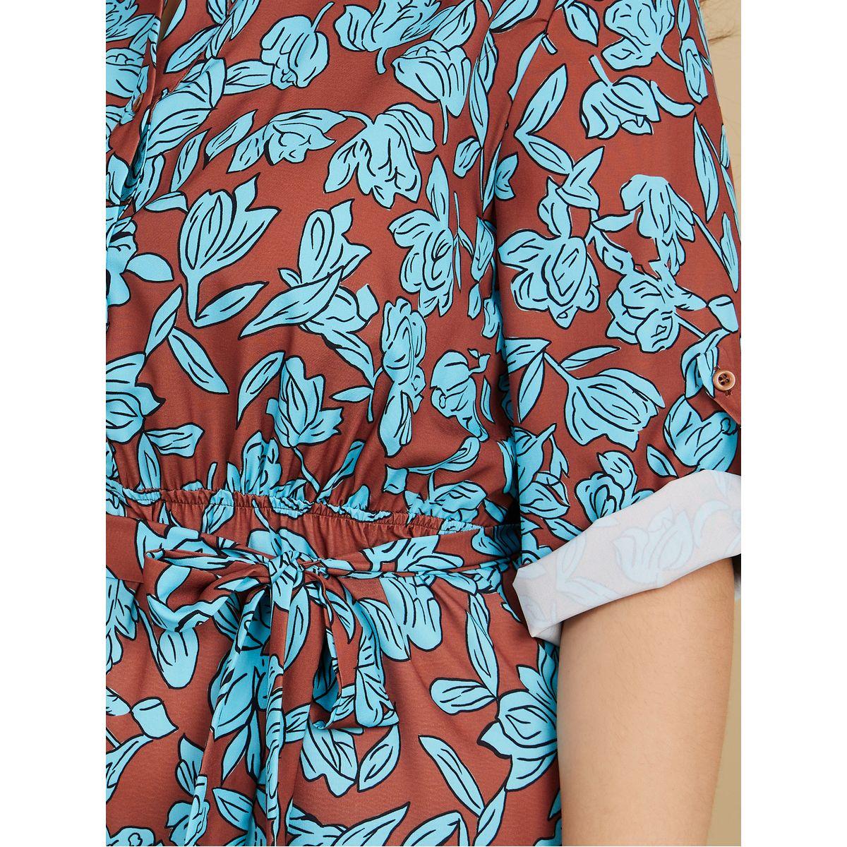 Styli Plus Roll-Up Sleeves Floral Print Shirt Maxi Dress-women-clothing-dresses-image-3