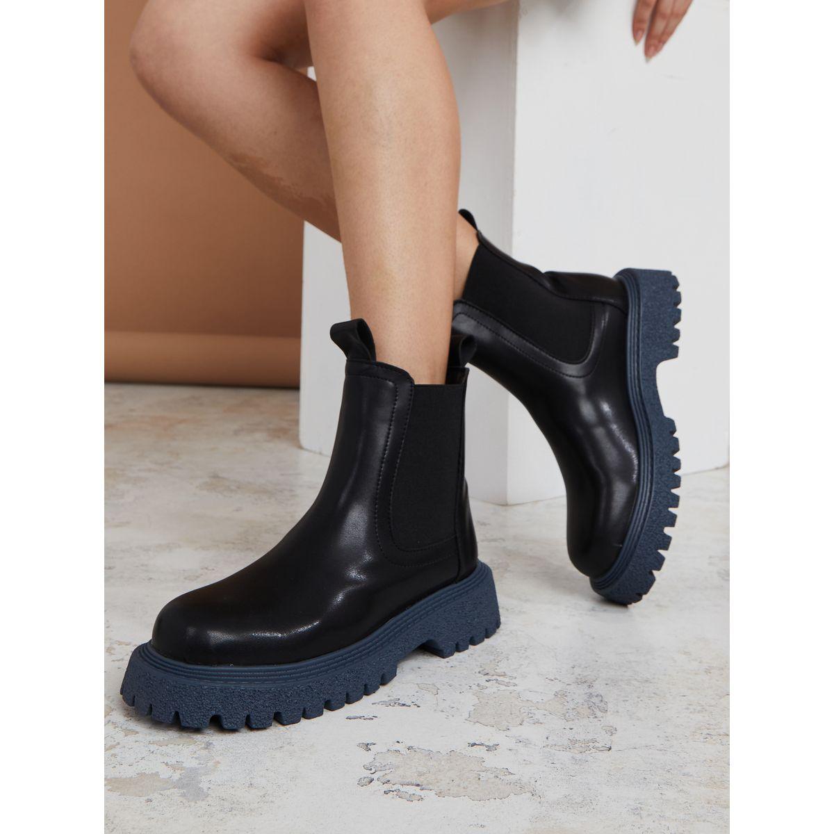 Styli Colorblock Detail Chunky Outsole Chelsea Boots-women-shoes-boots-image-2
