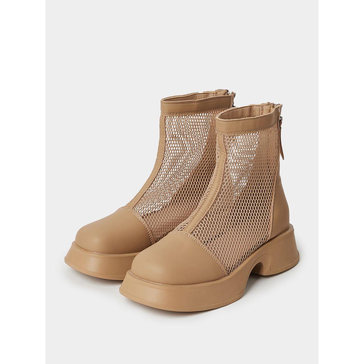 Styli Mesh Detail Mid Ankle Chelsea Boots-women-shoes-boots-image-3
