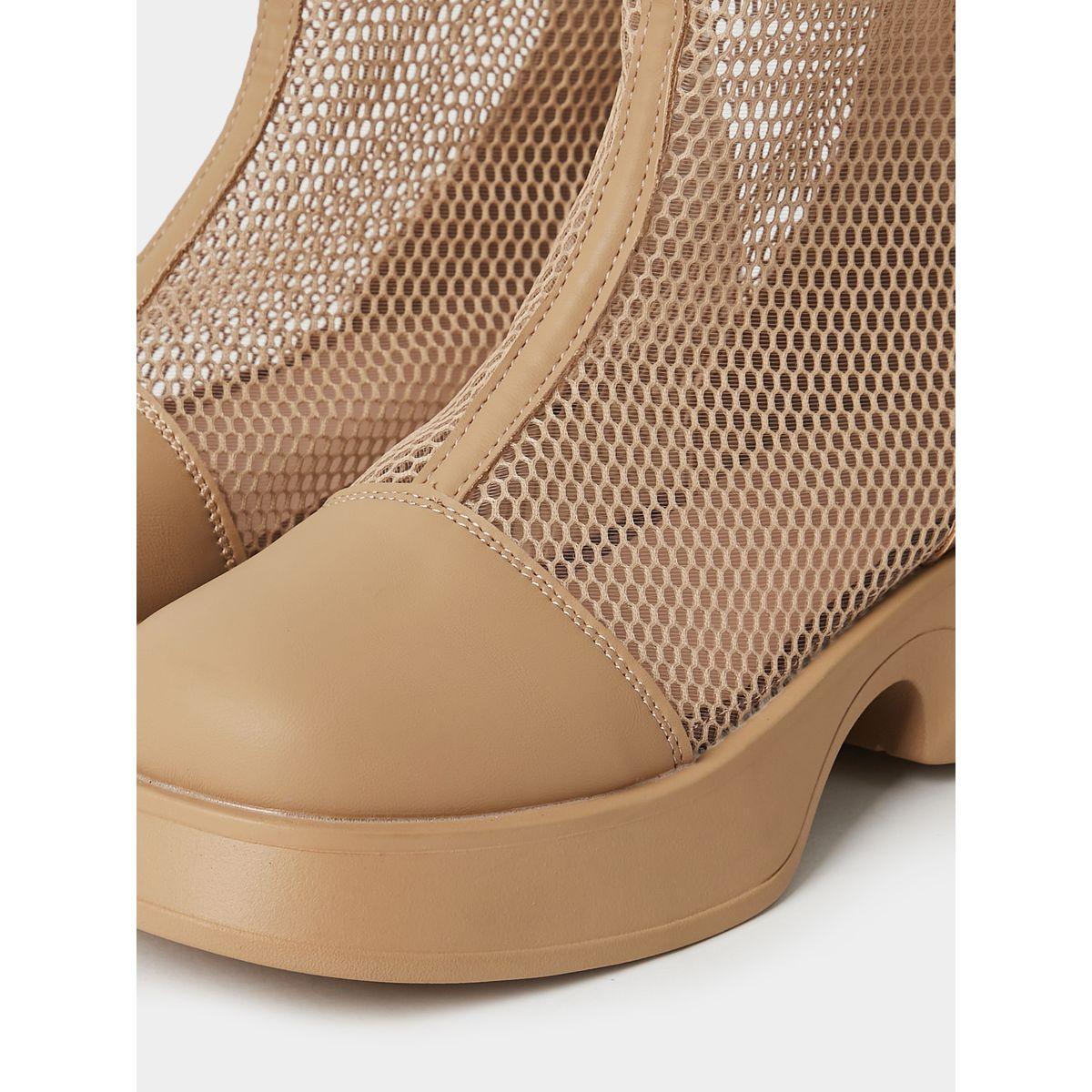 Styli Mesh Detail Mid Ankle Chelsea Boots-women-shoes-boots-image-4