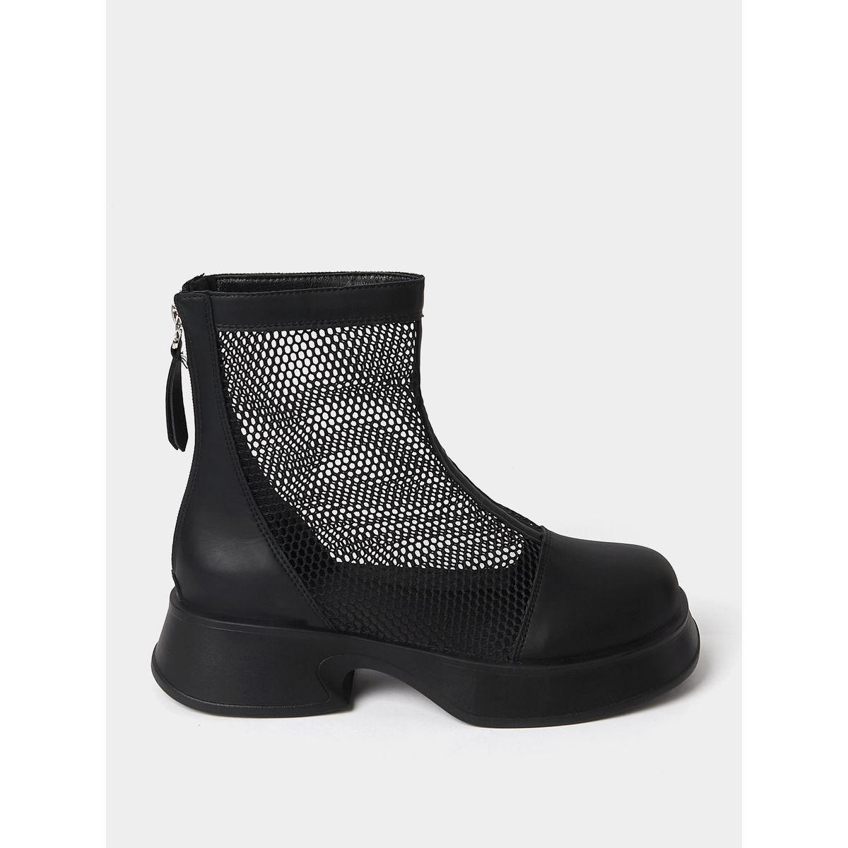 Styli Mesh Detail Mid Ankle Chelsea Boots-women-shoes-boots-image-1