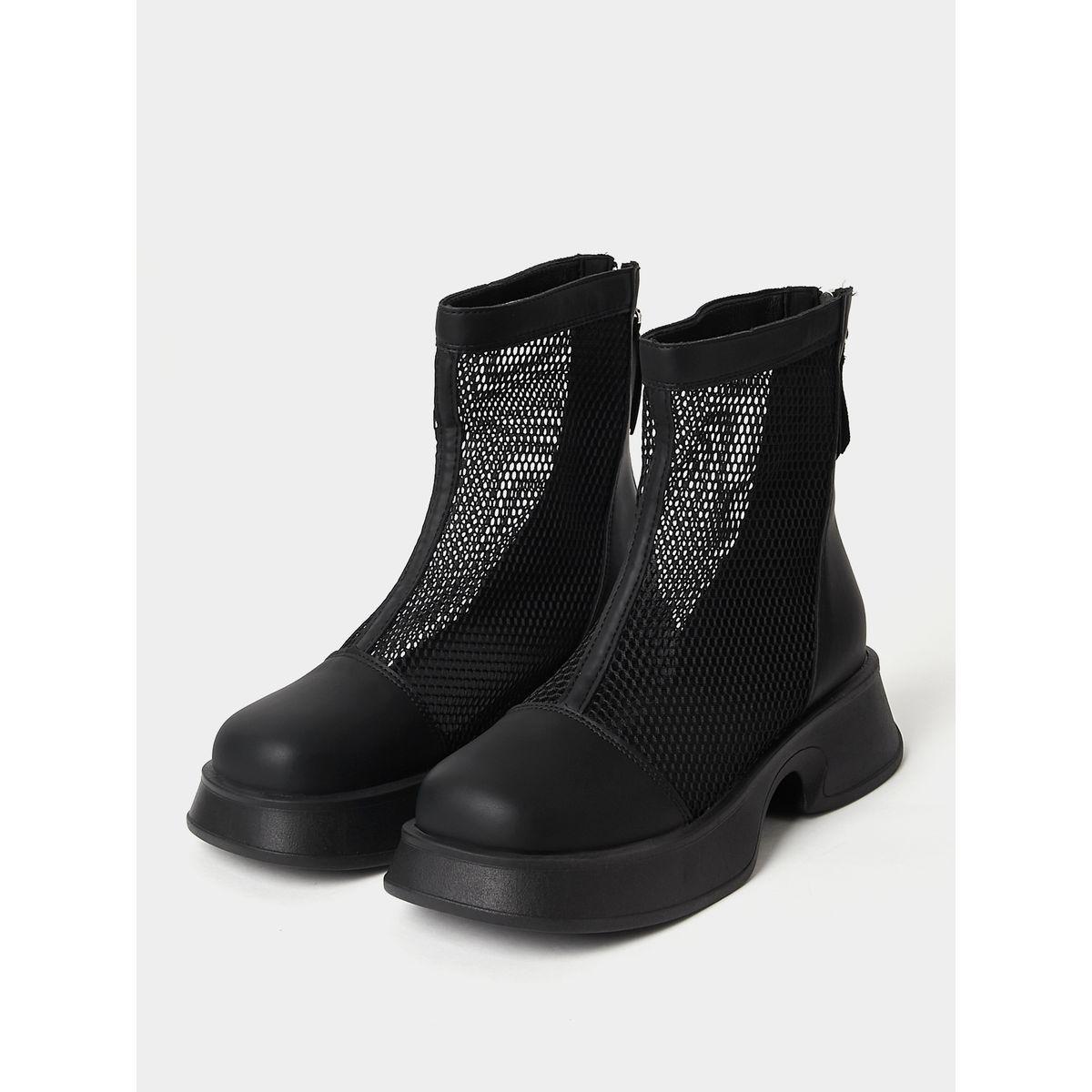 Styli Mesh Detail Mid Ankle Chelsea Boots-women-shoes-boots-image-3