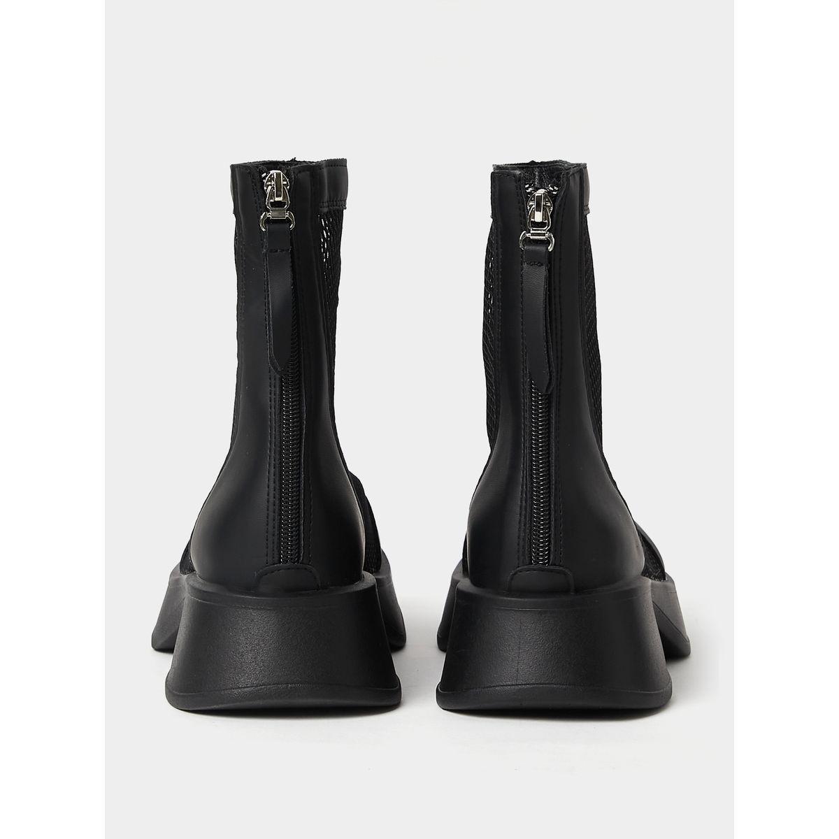 Styli Mesh Detail Mid Ankle Chelsea Boots-women-shoes-boots-image-4