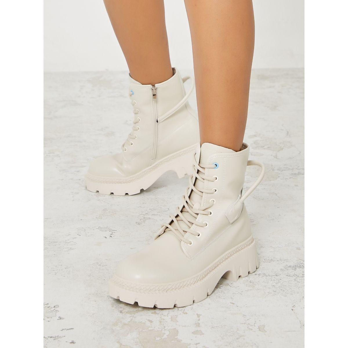 Styli Chunky Outsole Mid Ankle Combat Boots-women-shoes-boots-image-2