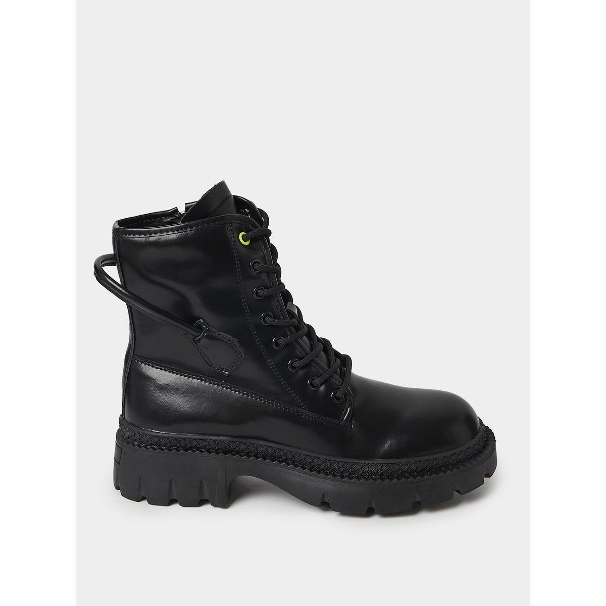 Styli Chunky Outsole Mid Ankle Combat Boots-women-shoes-boots-image-1