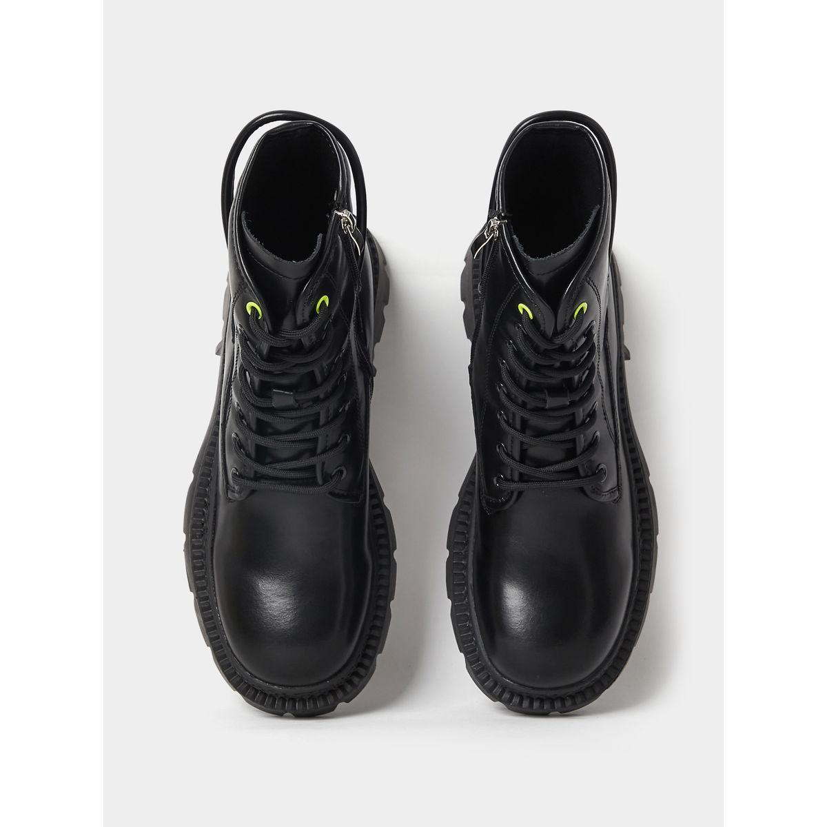 Styli Chunky Outsole Mid Ankle Combat Boots-women-shoes-boots-image-6