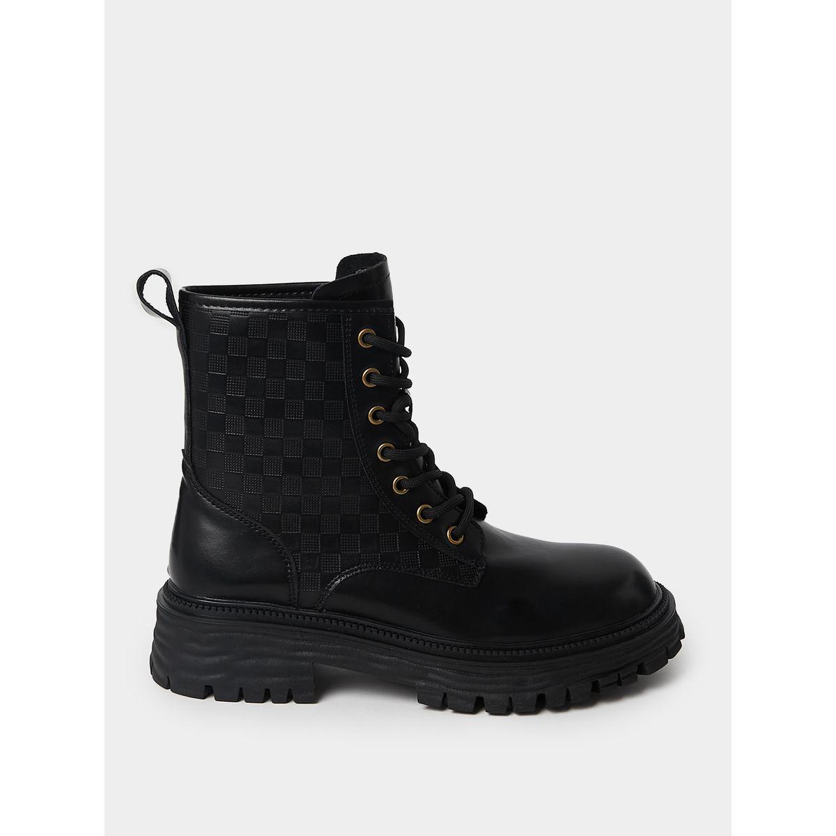 Styli Chunky Outsole Mid Ankle Combat Boots-women-shoes-boots-image-1