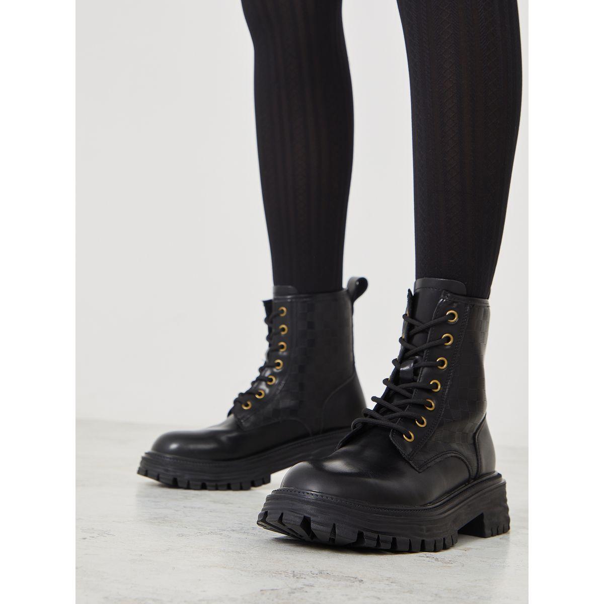 Styli Chunky Outsole Mid Ankle Combat Boots-women-shoes-boots-image-2