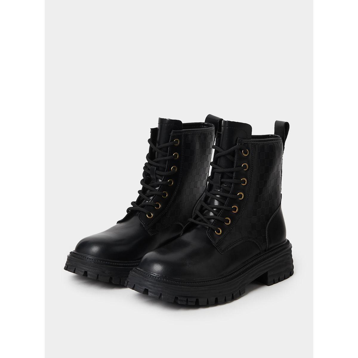 Styli Chunky Outsole Mid Ankle Combat Boots-women-shoes-boots-image-3