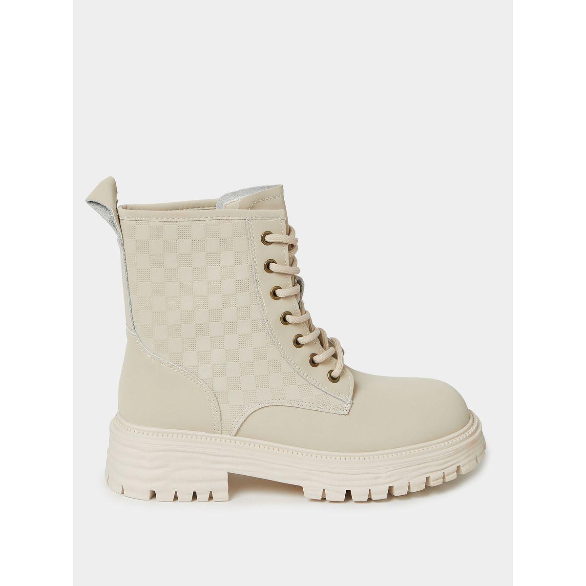Styli Chunky Outsole Mid Ankle Combat Boots-women-shoes-boots-image-1