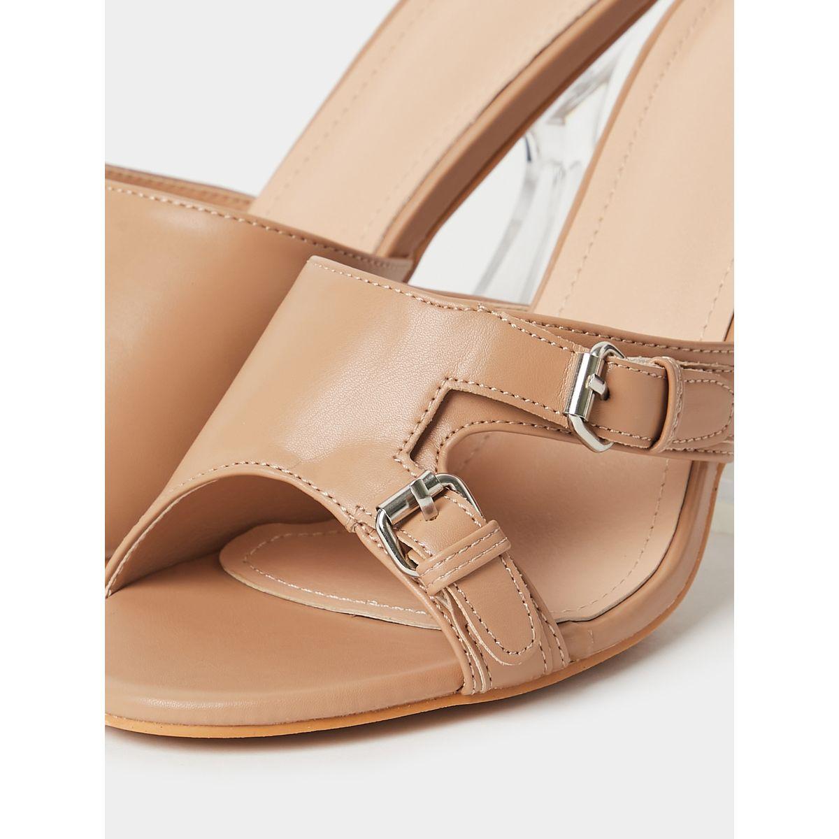 Styli Buckle Strap Detail Acrylic Heel Sandals-women-shoes-heels-image-5