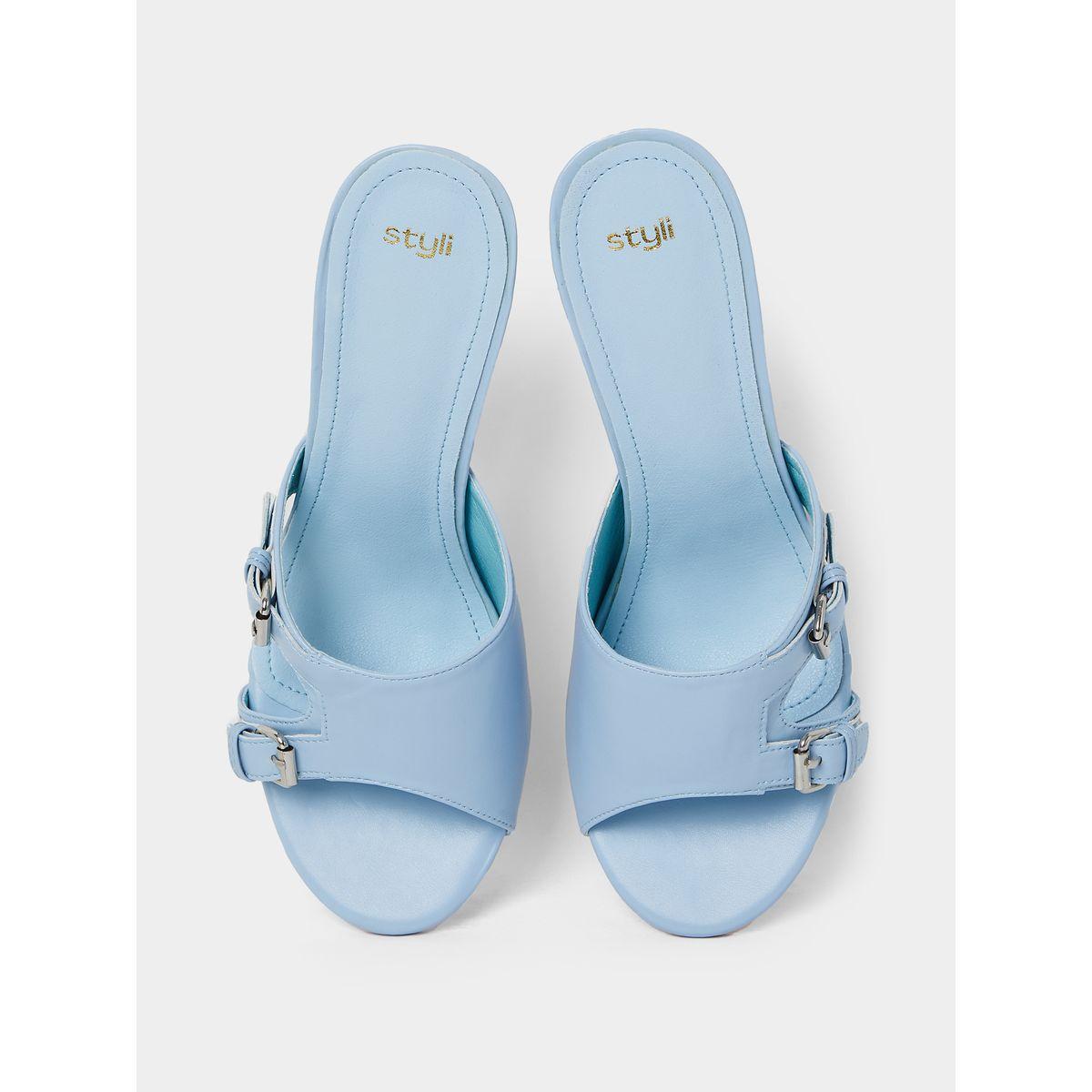 Styli Buckle Strap Detail Acrylic Heel Sandals-women-shoes-heels-image-6