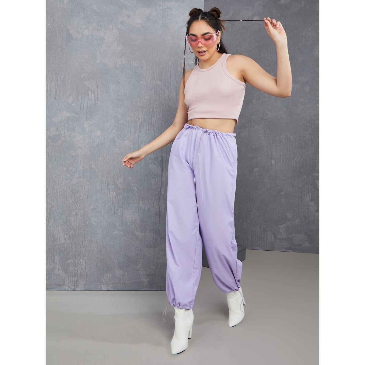 Styli Drawcord Waistband and Hem Detail Loose Fit Parachute Pants-women-clothing-bottoms-trousers-image-2