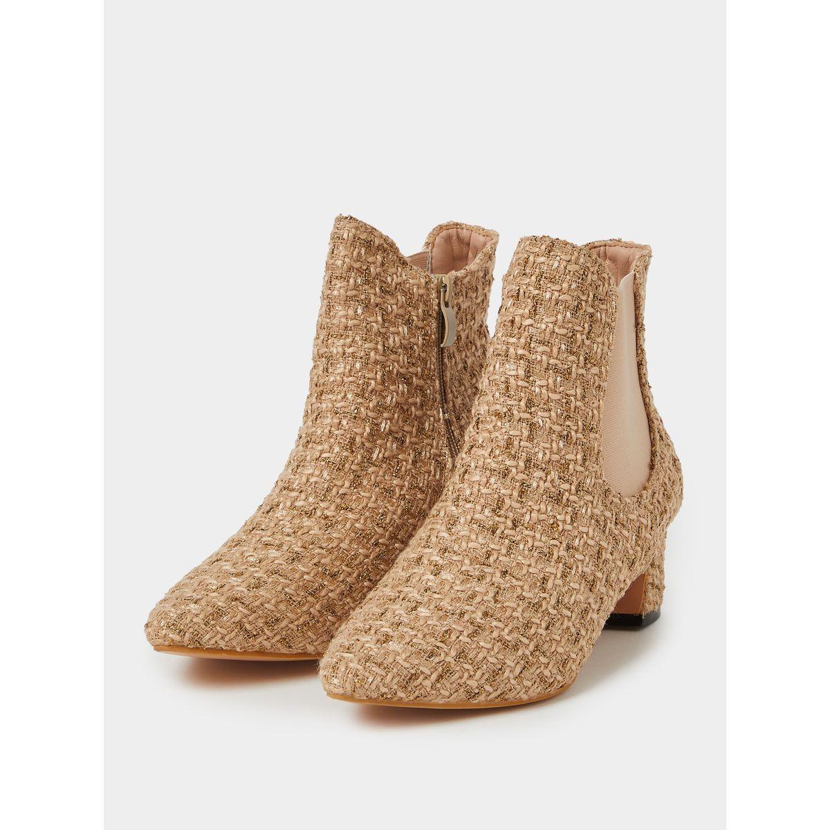 Styli Tweed Detail Pointed Toe Block Heel Ankle Boots-women-shoes-boots-image-3