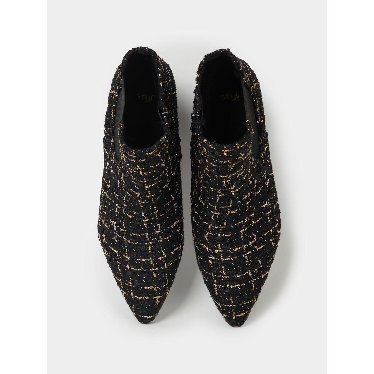 Styli Tweed Detail Pointed Toe Block Heel Ankle Boots-women-shoes-boots-image-6