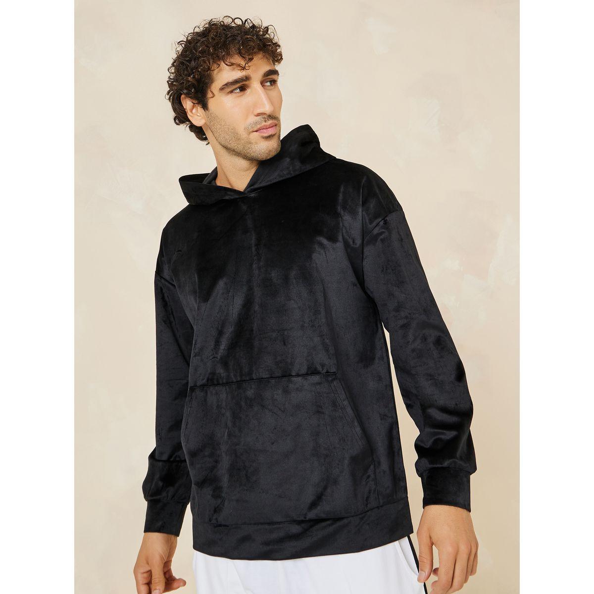 Styli Boxy Fit Velour Hoodie with Kangaroo Pocket-men-winterwear-hoodiesandsweatshirts-image-1