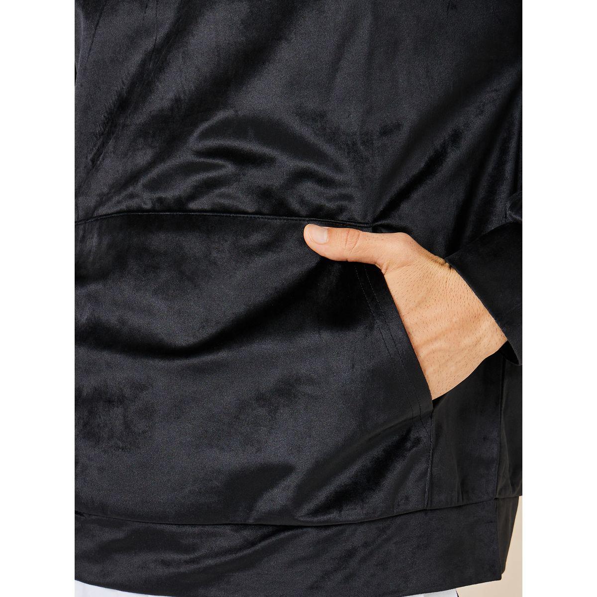 Styli Boxy Fit Velour Hoodie with Kangaroo Pocket-men-winterwear-hoodiesandsweatshirts-image-3