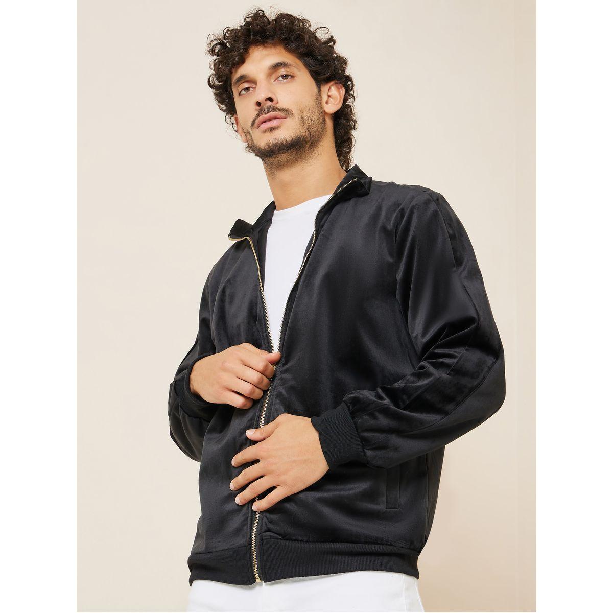 Styli Funnel Collar Regular Fit Velour Jacket-men-clothing-jacketsandblazers-jackets-image-1