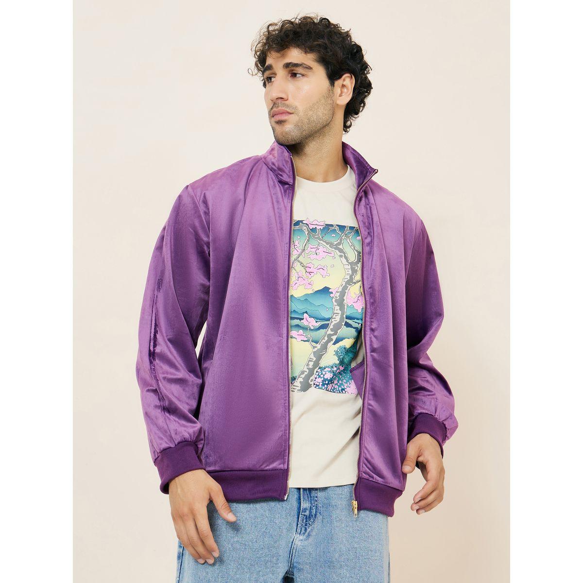 Styli Funnel Collar Regular Fit Velour Jacket-men-clothing-jacketsandblazers-jackets-image-2