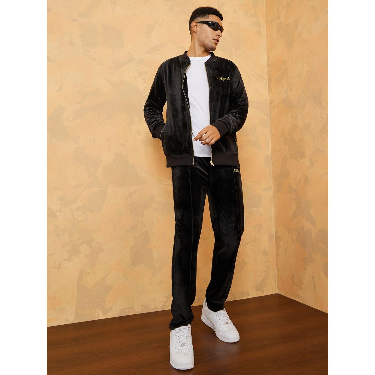 Styli Pintuck Detail Regular Fit Velour Jogger with Embroidered Detail-men-clothing-bottoms-joggers-image-2